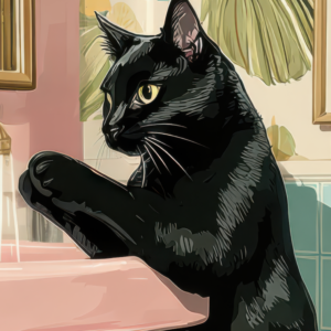 Black Cat Wash Your Paws Digital Print