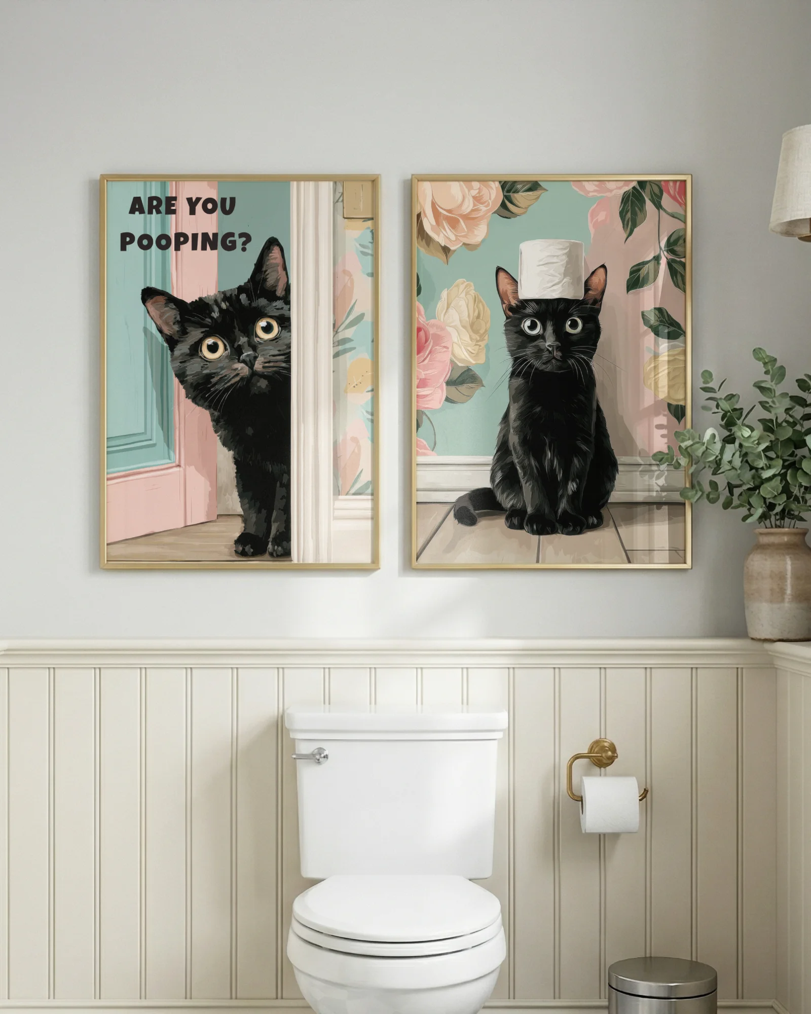 Black Cat Bathroom Printable Poster
