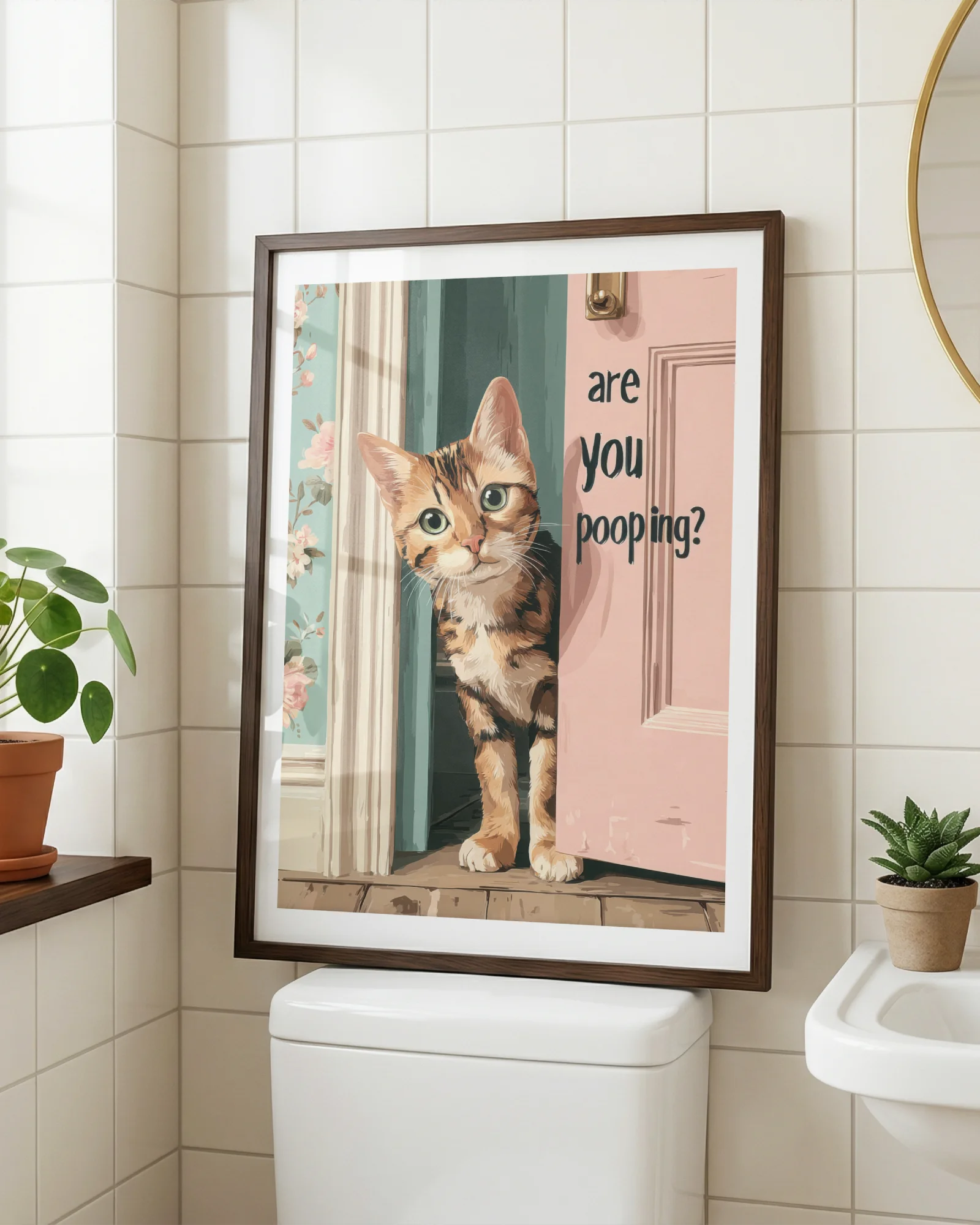 Orange Tabby Cat Bathroom