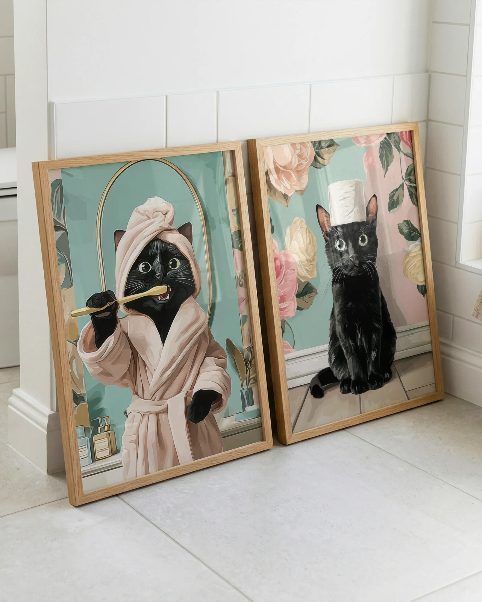 Black Cat Bathroom Printable Poster