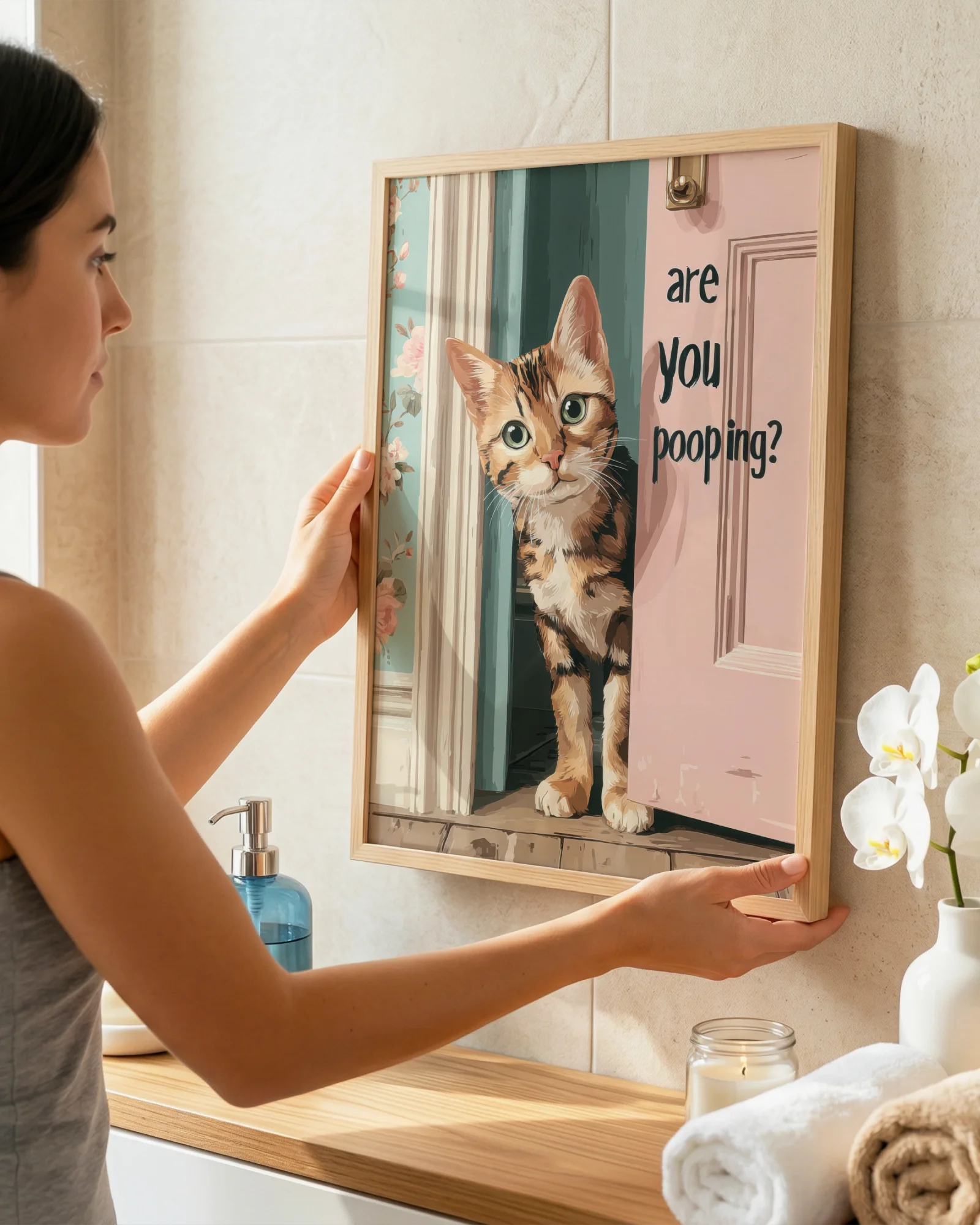 Orange Tabby Cat Bathroom