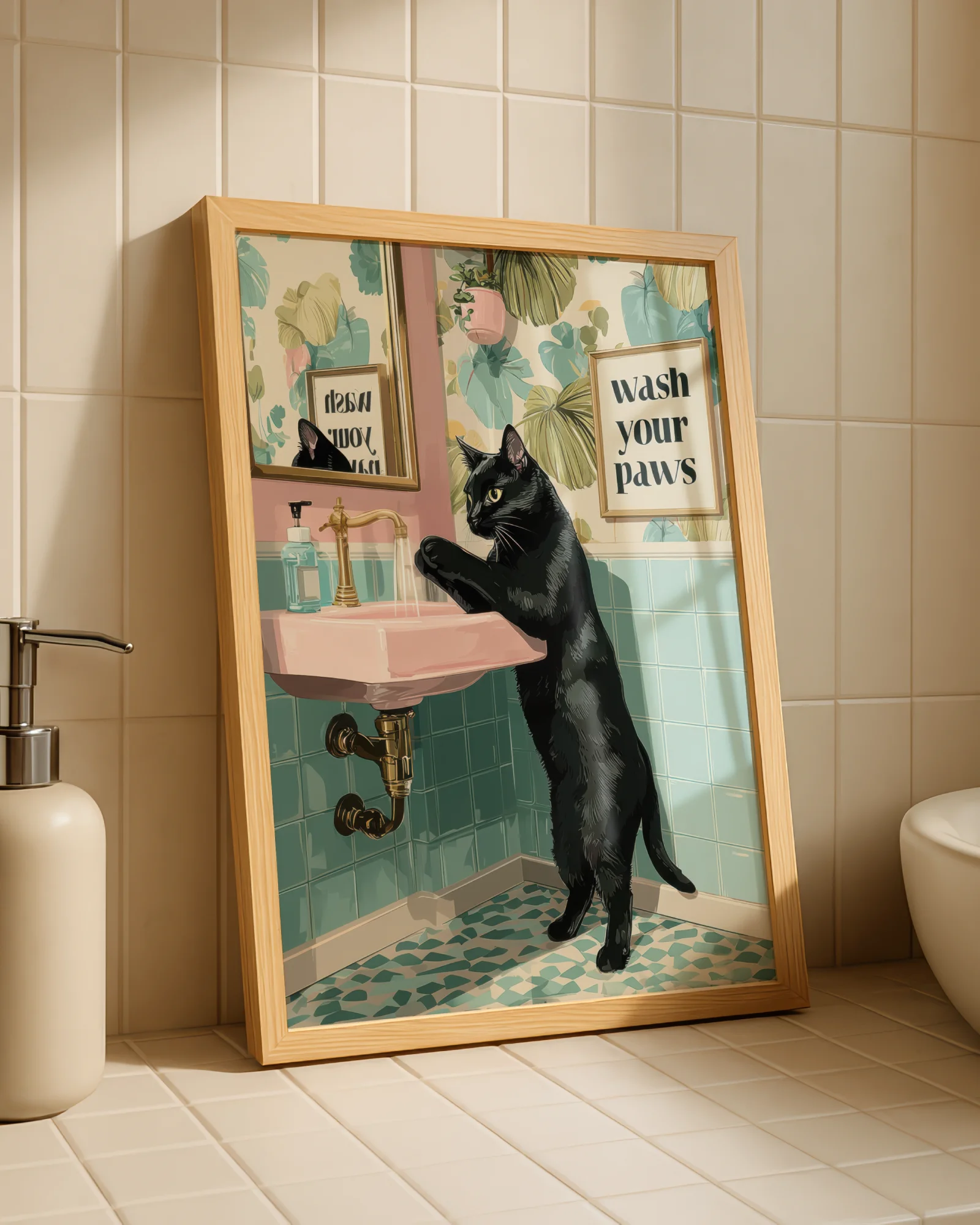Black Cat Wash Your Paws