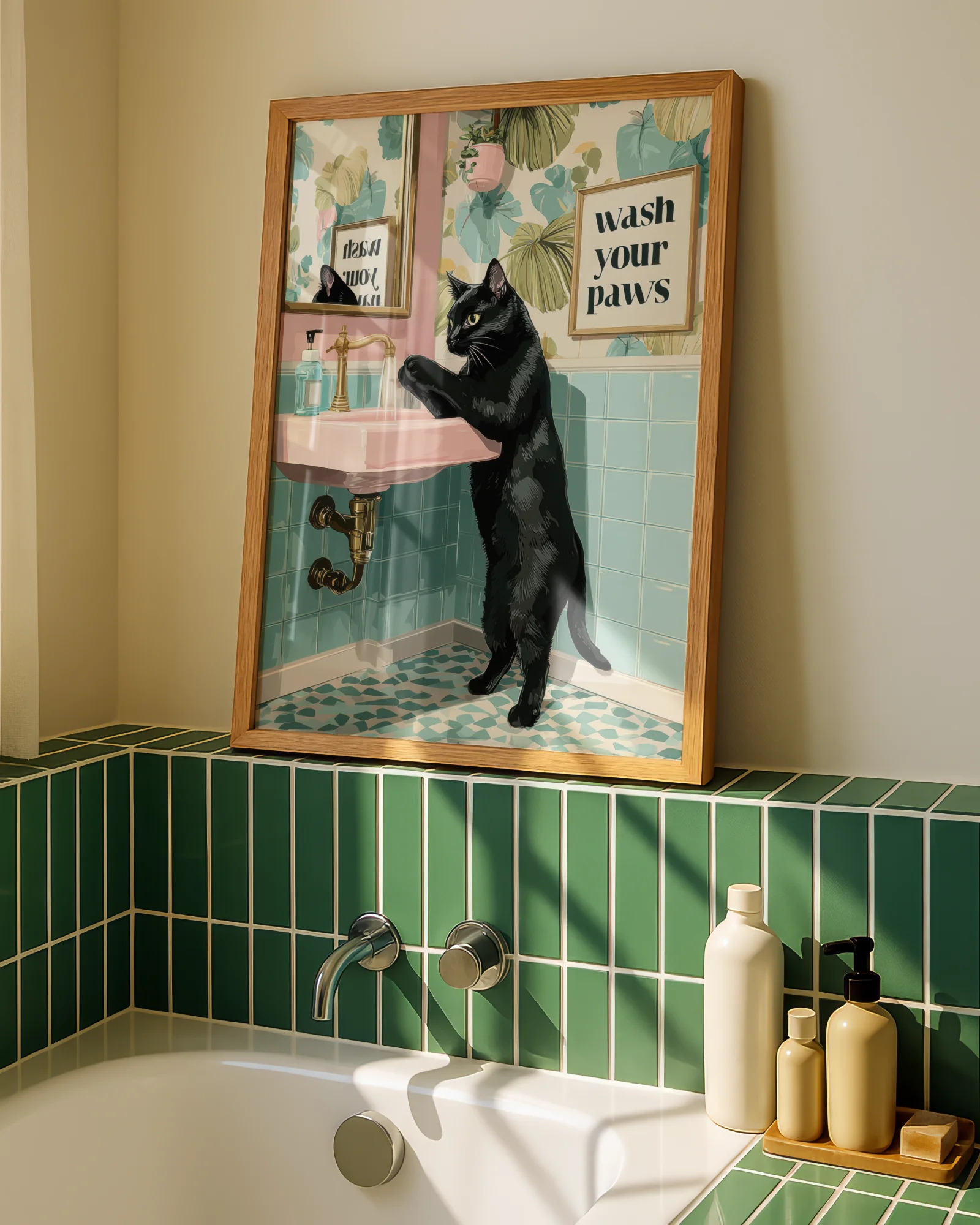 Black Cat Wash Your Paws