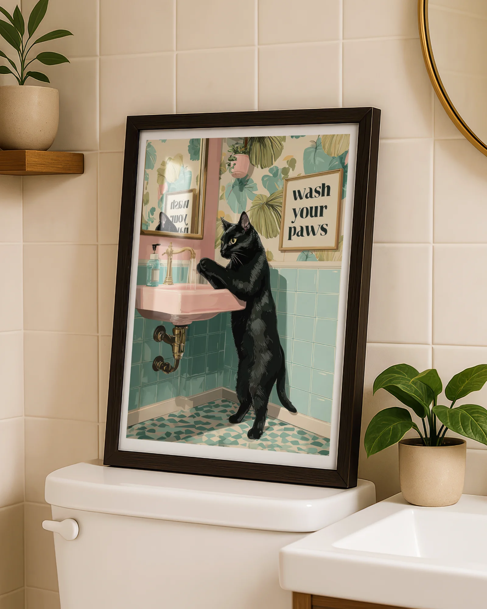 Black Cat Wash Your Paws
