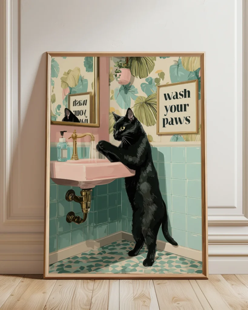 Black Cat Wash Your Paws