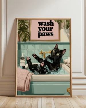 Black Cat Wash Your Paws Bubble Sink