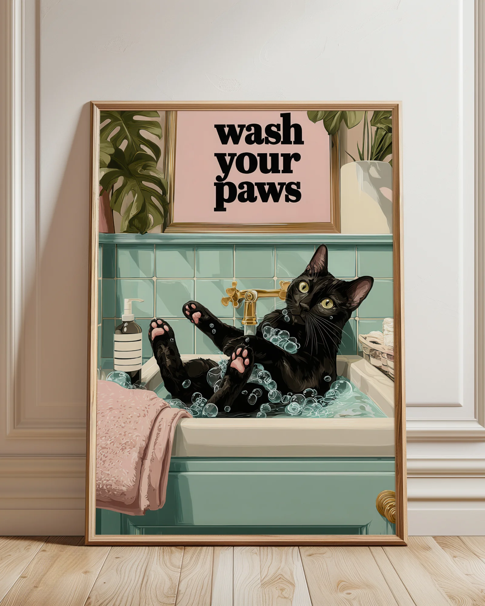 Black Cat Wash Your Paws Bubble Sink