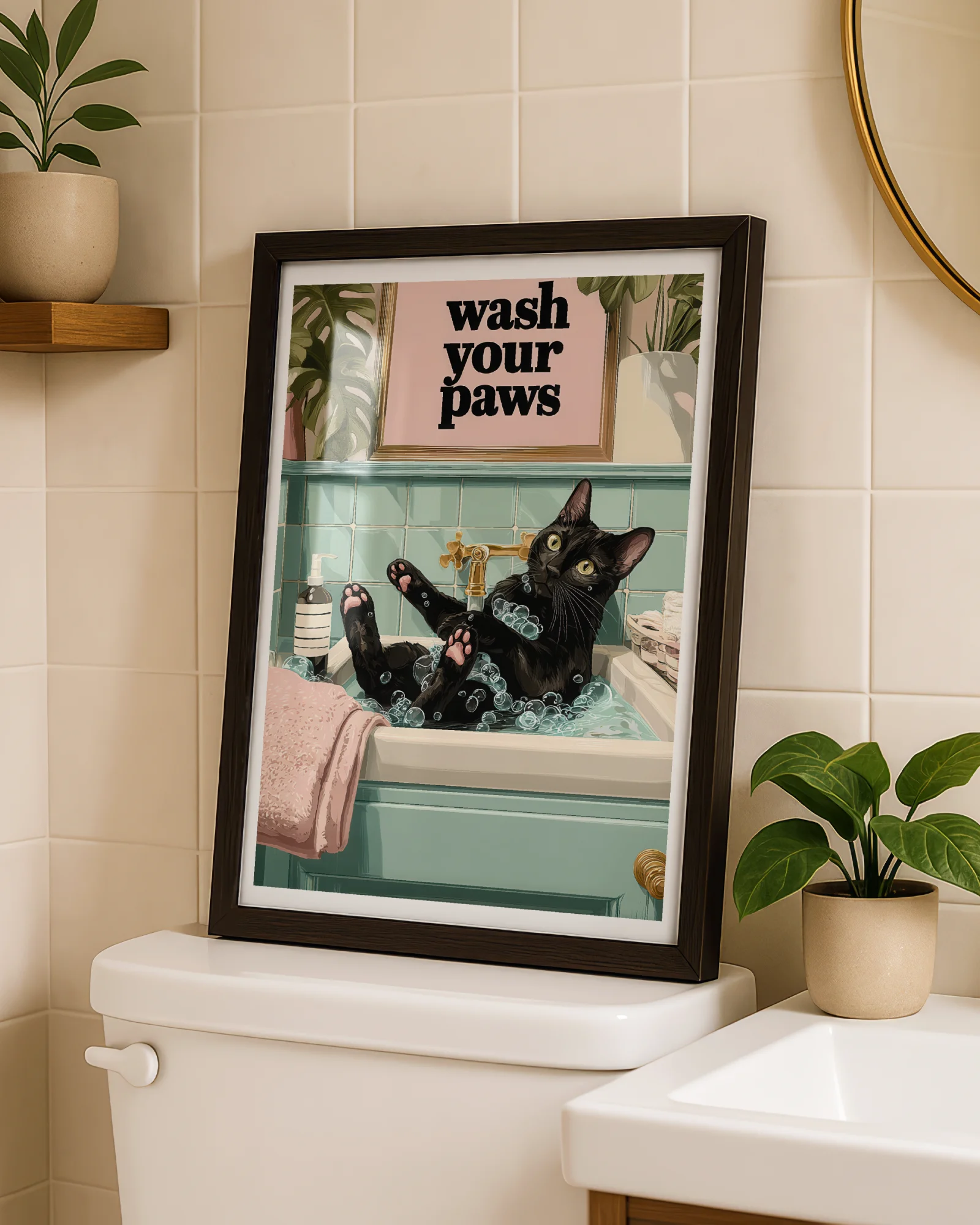 Black Cat Wash Your Paws Bubble Sink