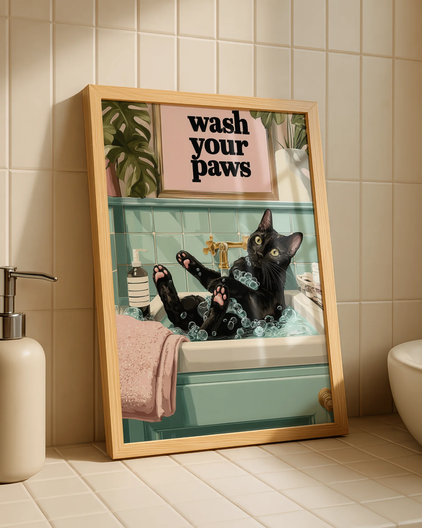 Black Cat Wash Your Paws Bubble Sink