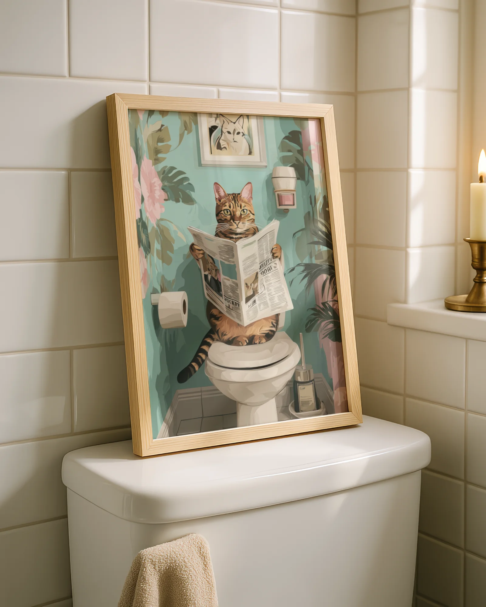 Orange Tabby Cat On Toilet