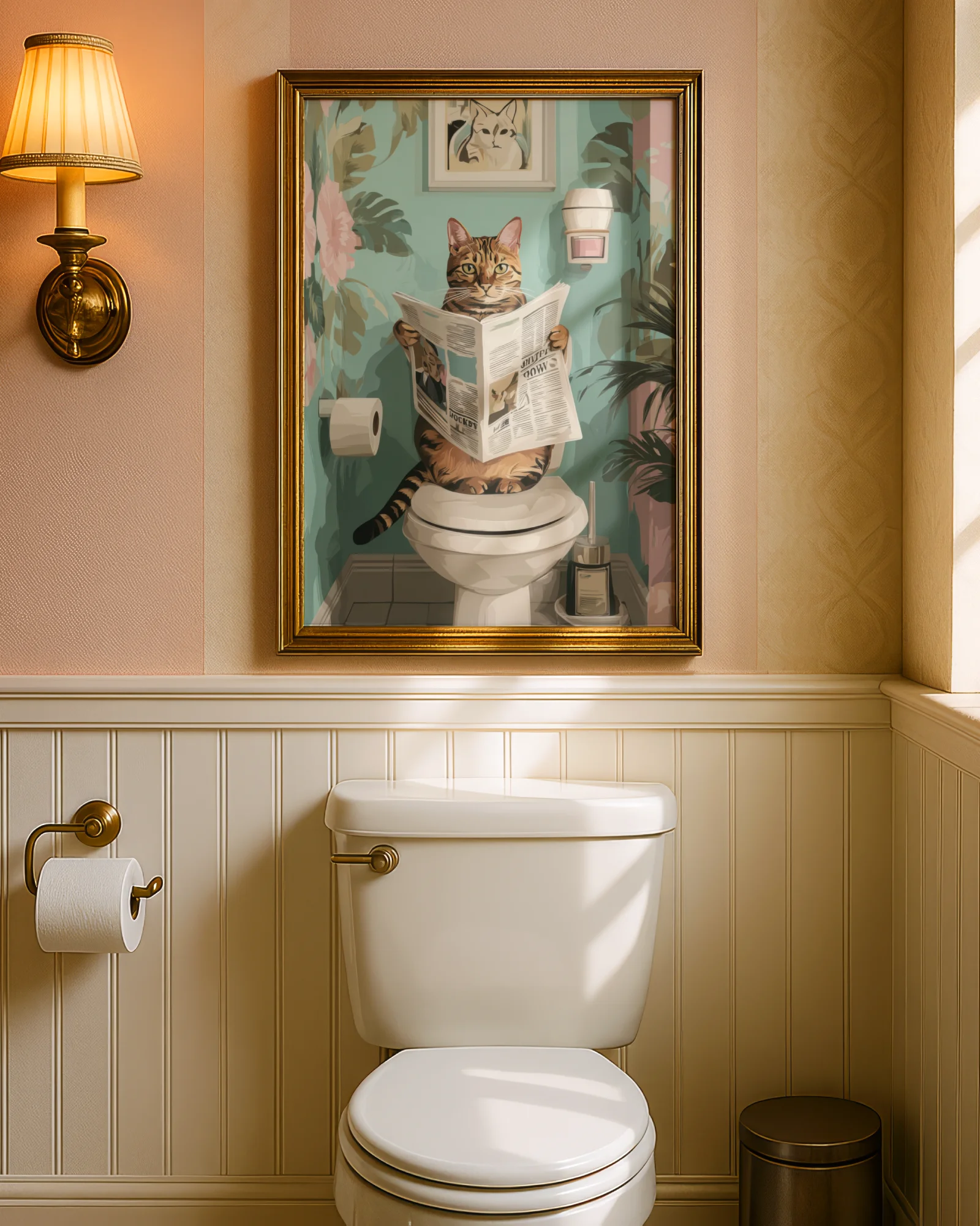 Orange Tabby Cat On Toilet