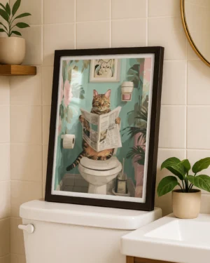 Orange Tabby Cat On Toilet