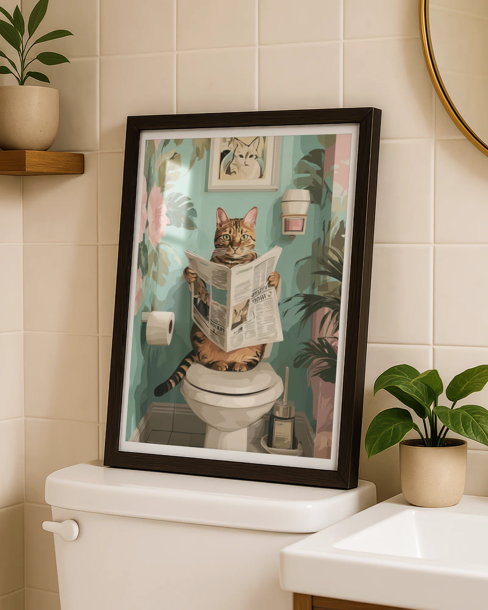 Orange Tabby Cat On Toilet