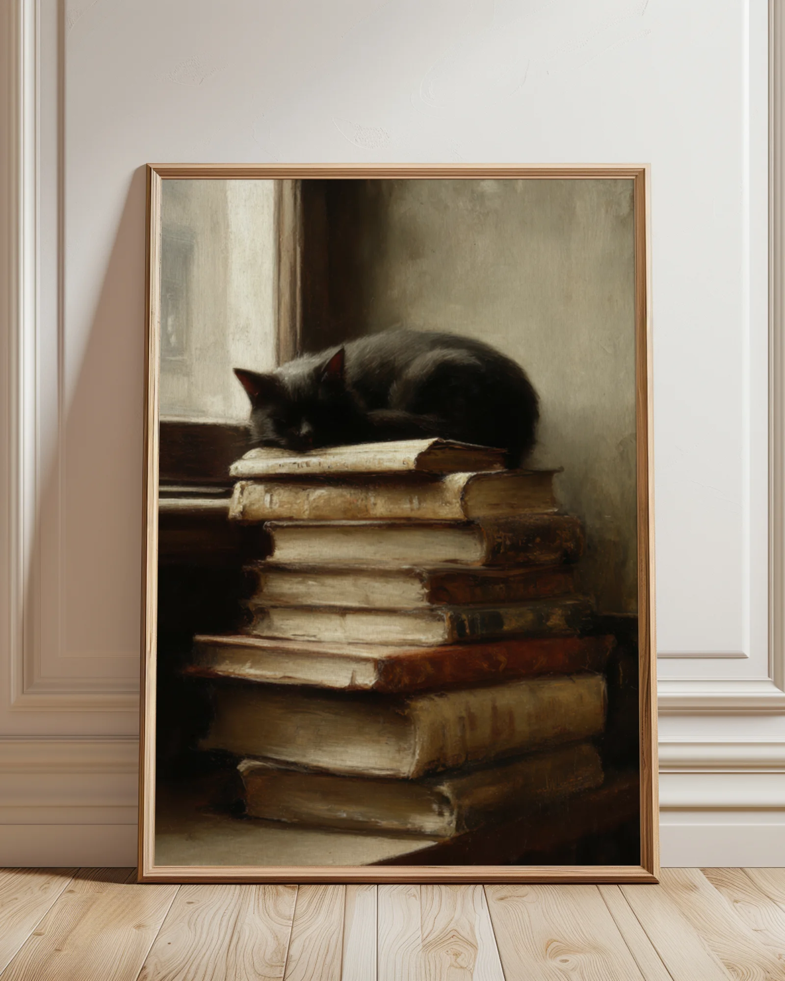 Vintage Black Cat and Book Printable Cat Poster