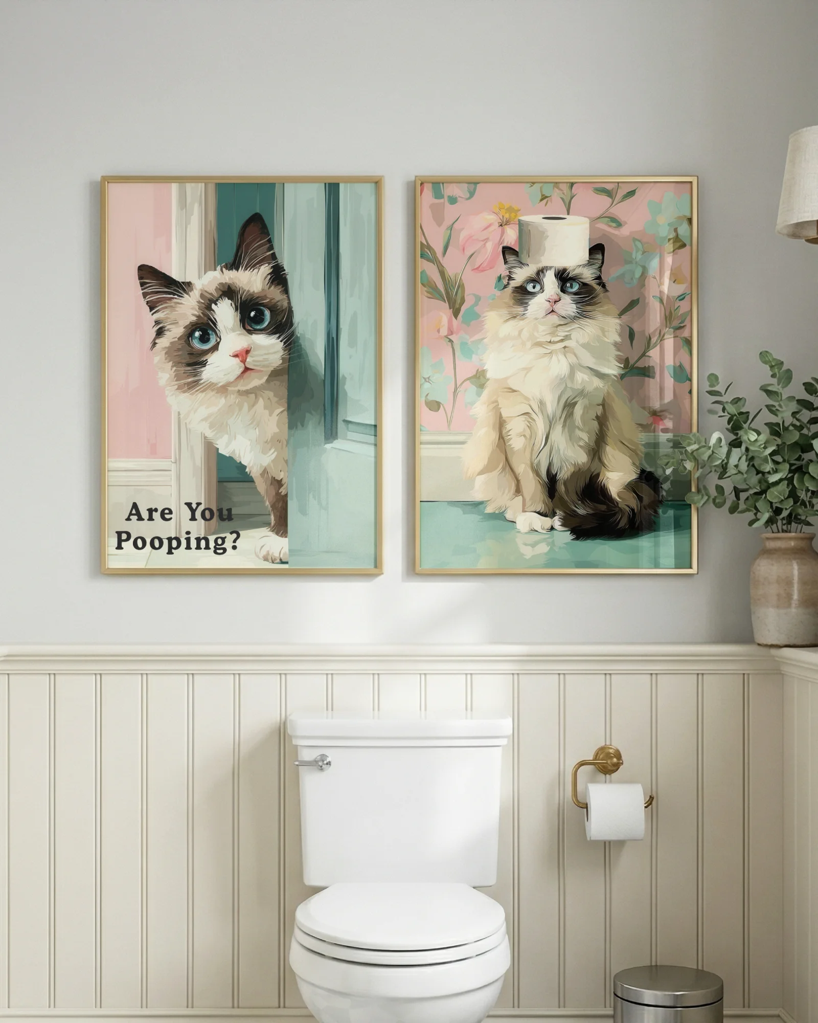 Ragdoll Cat Bathroom Printable Posters Set of 3 No.2