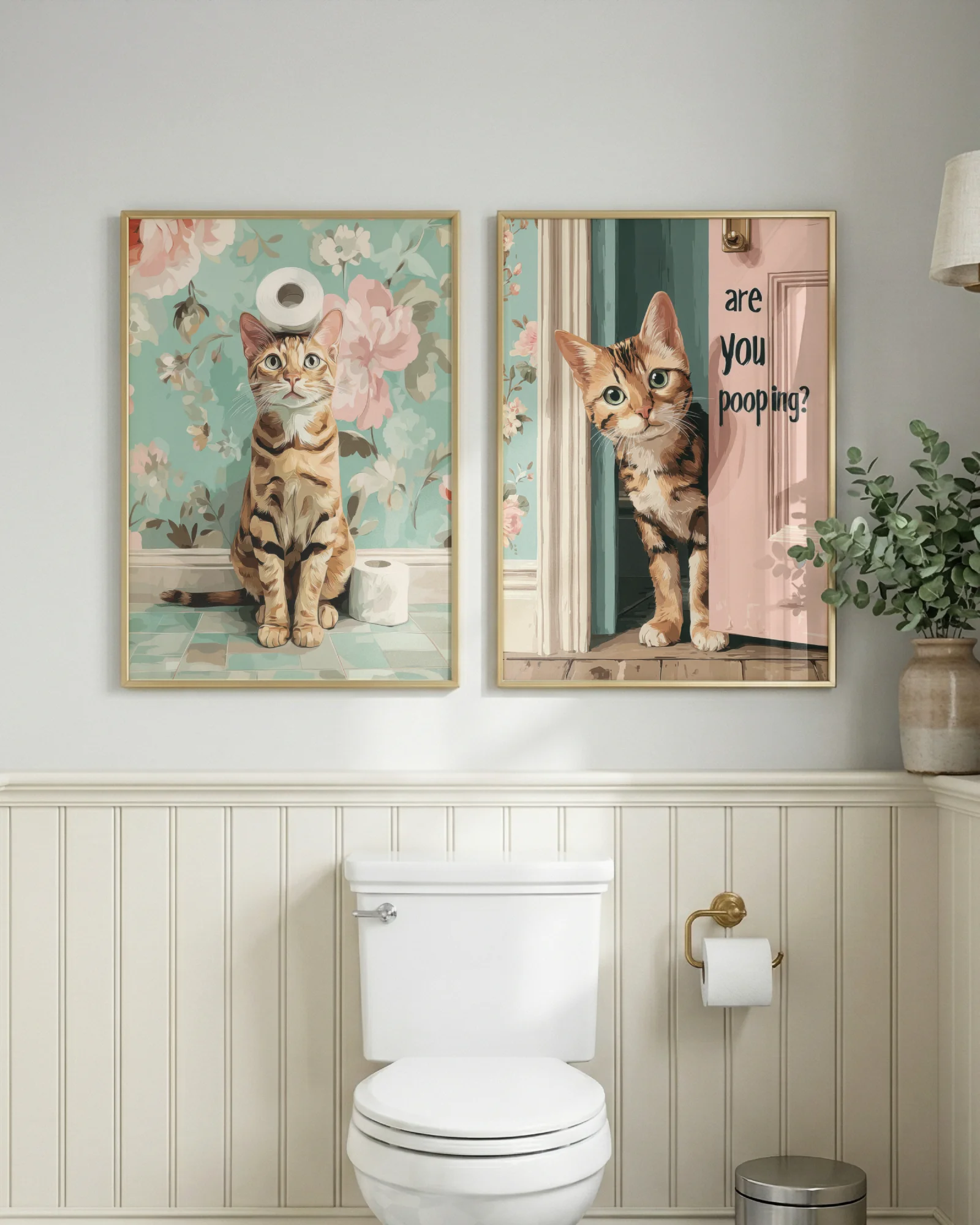 Orange Tabby Cat Bathroom