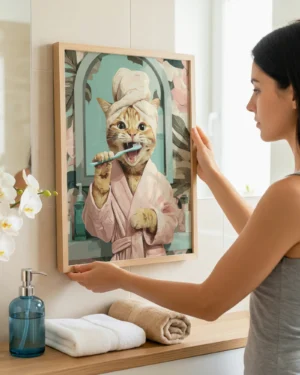 Orange Tabby Cat Bathroom