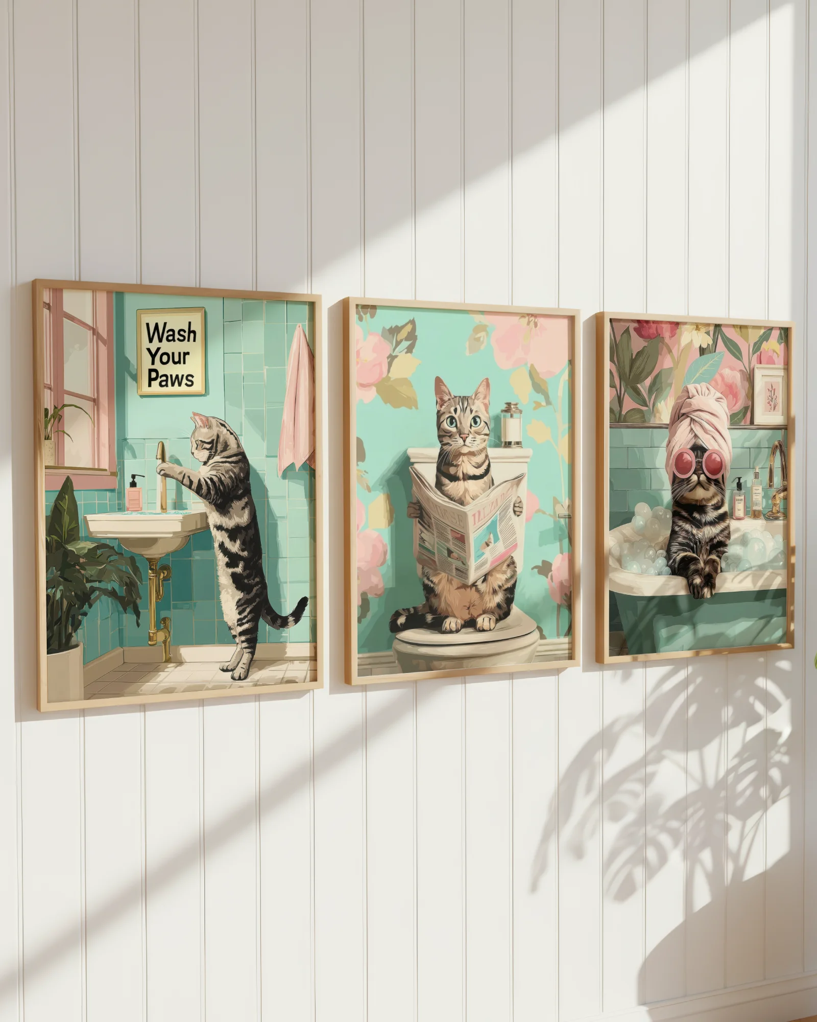 American Shorthair Cat Bathroom Printable Posters Set of 3 No.1 - Image 2