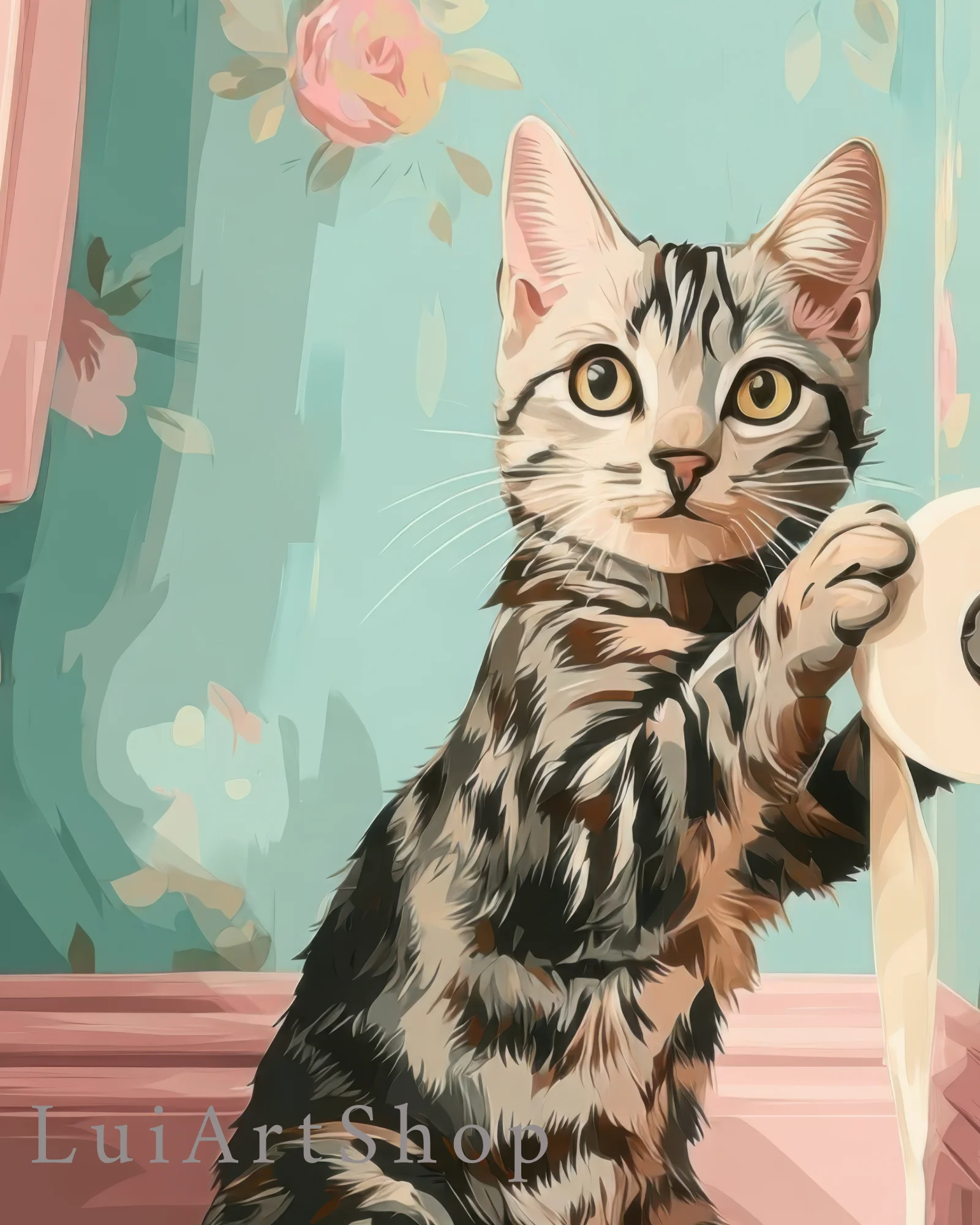 American Shorthair Cat Toilet Paper Printable Poster