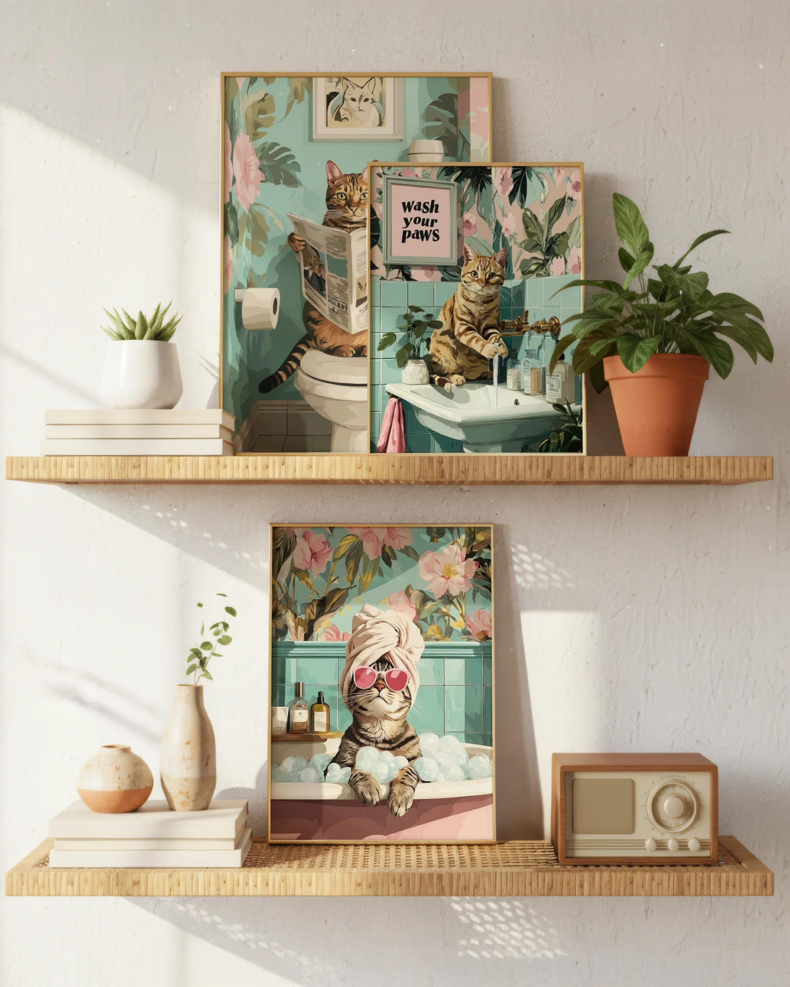Orange Tabby Cat Bathroom Printable Posters Set of 3 No.2 - Image 4
