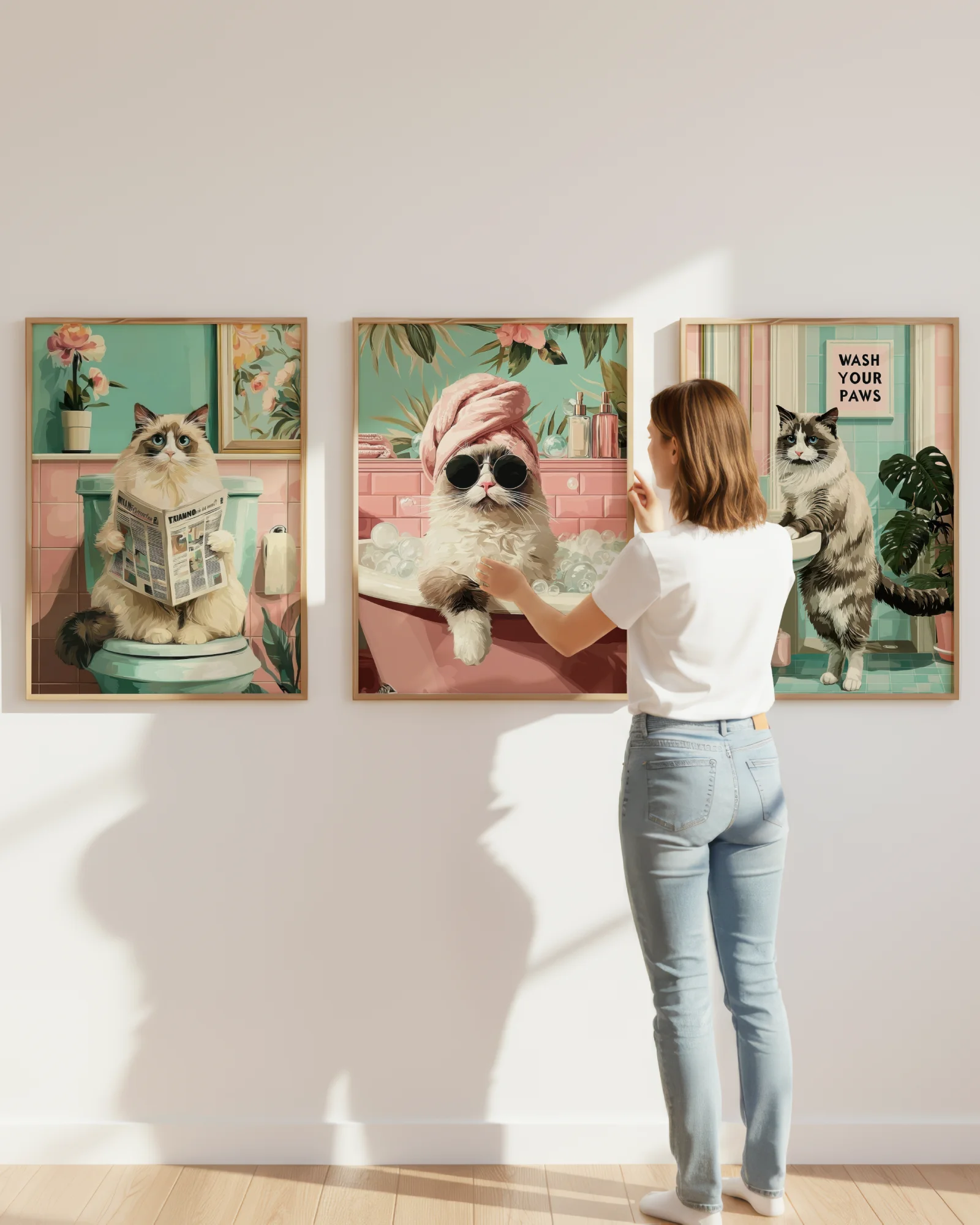Ragdoll Cat Bathroom Printable Posters Set of 3 No.1