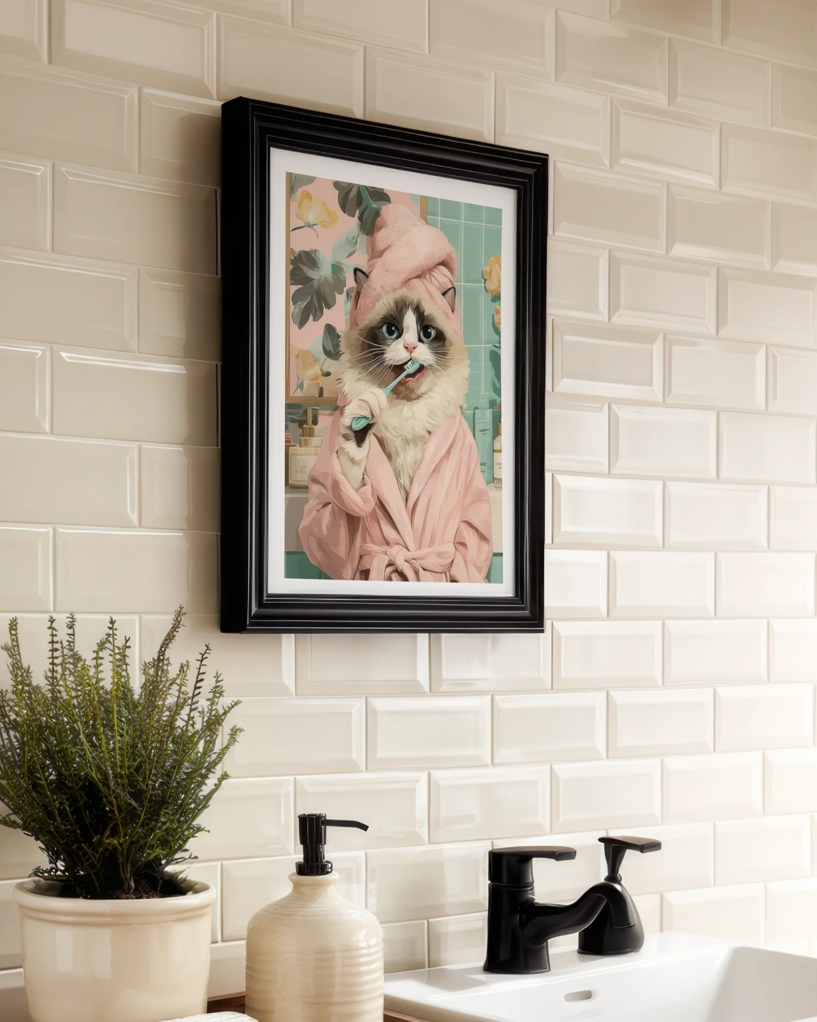 Ragdoll Cat Bathroom Printable Posters Set of 3 No.2