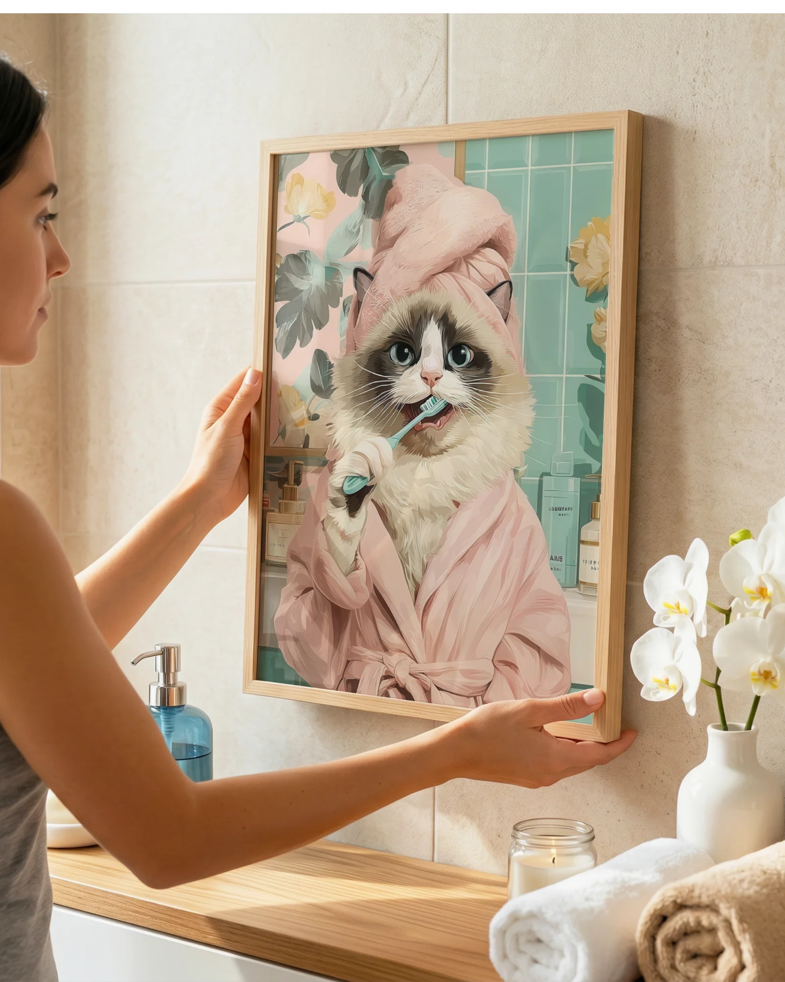 Ragdoll Cat Brushing Teeth Printable Poster - Image 7