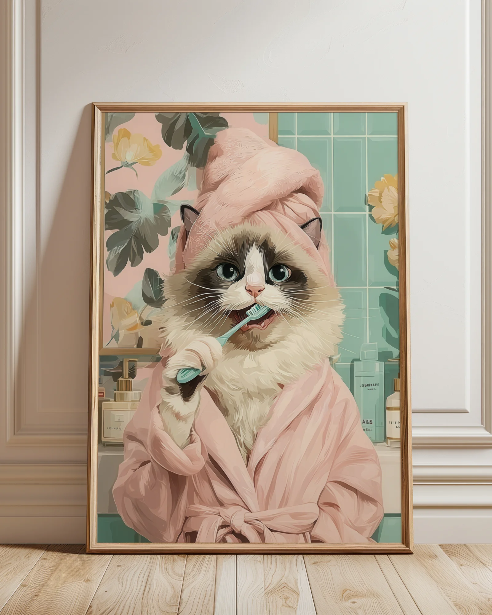 Ragdoll Cat Brushing Teeth