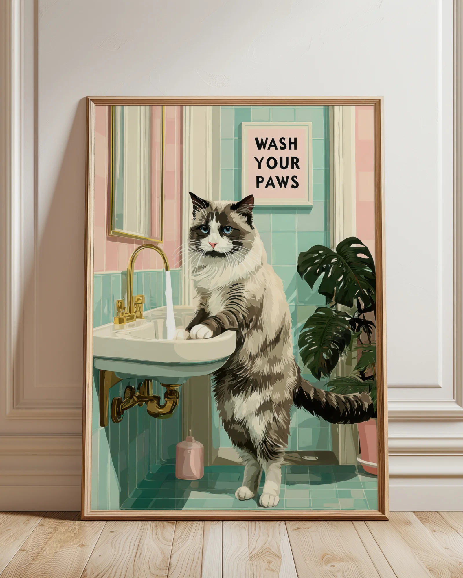 Ragdoll Cat Wash Your Paws Printable Poster
