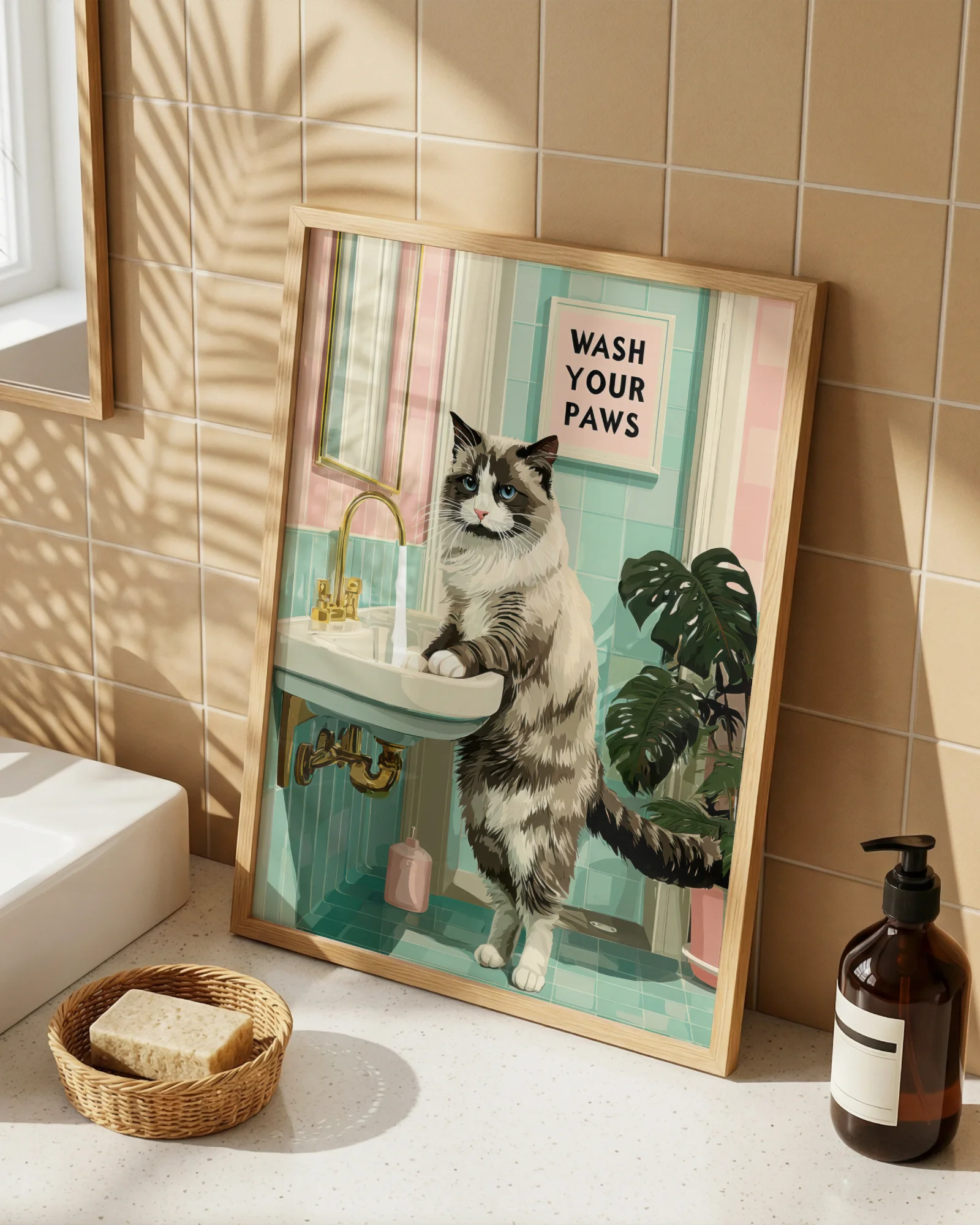 Ragdoll Cat Wash Your Paws Printable Poster