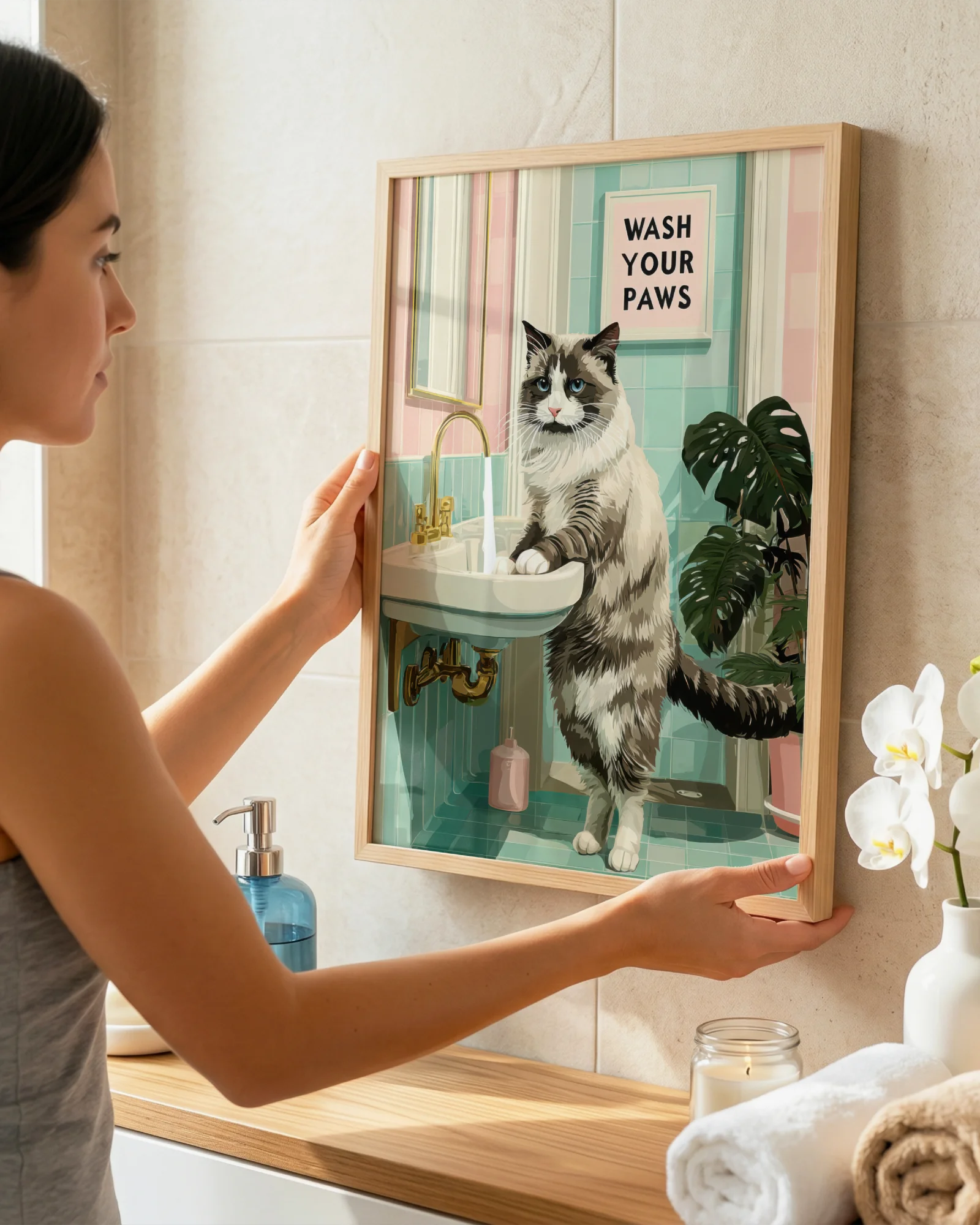 Ragdoll Cat Wash Your Paws Printable Poster