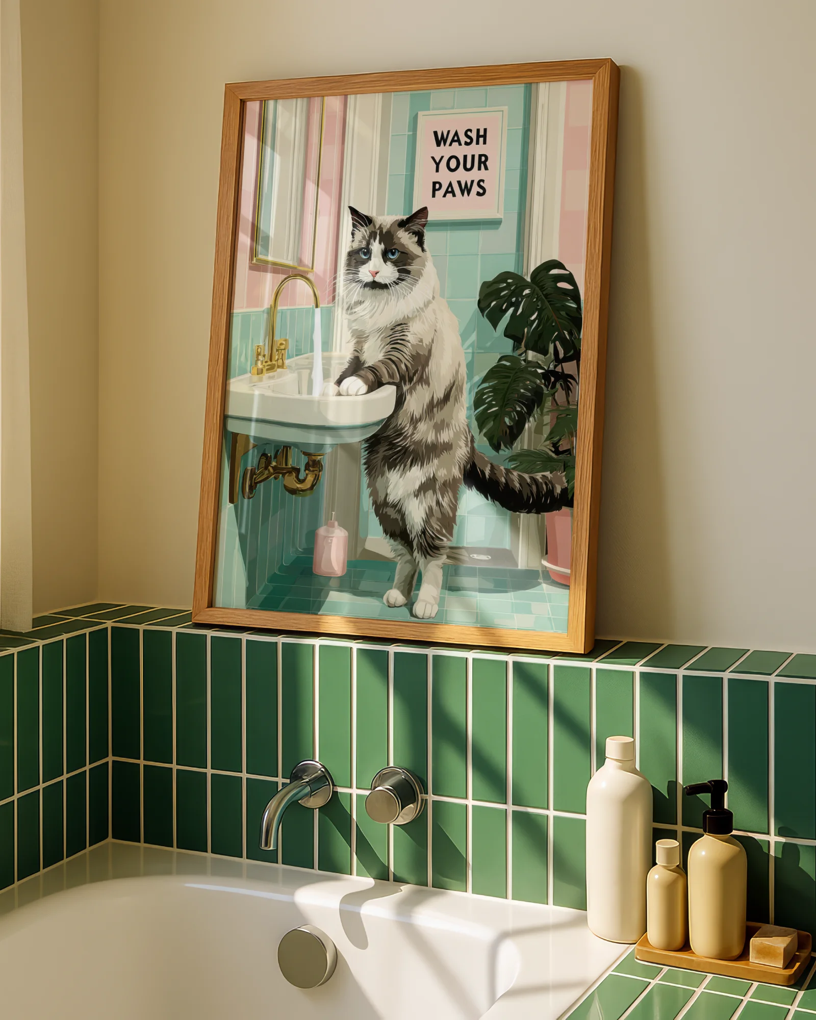 Ragdoll Cat Wash Your Paws Printable Poster