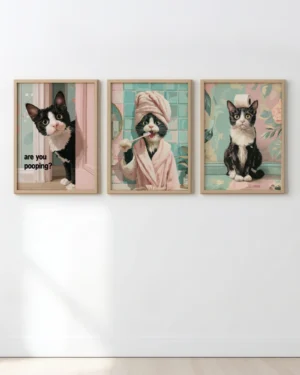 Tuxedo Cat Bathroom Printable