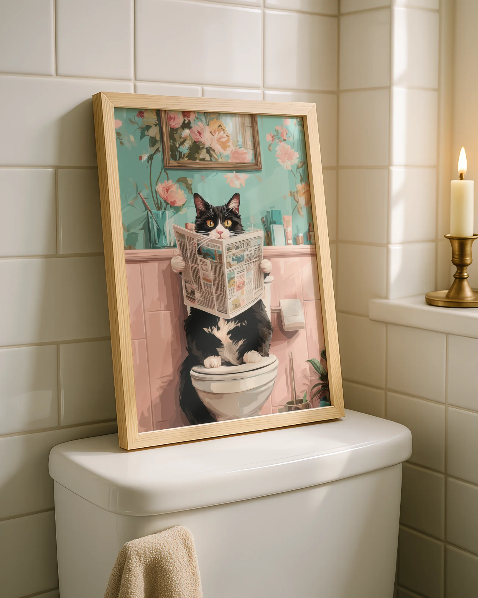 Tuxedo Cat Bathroom