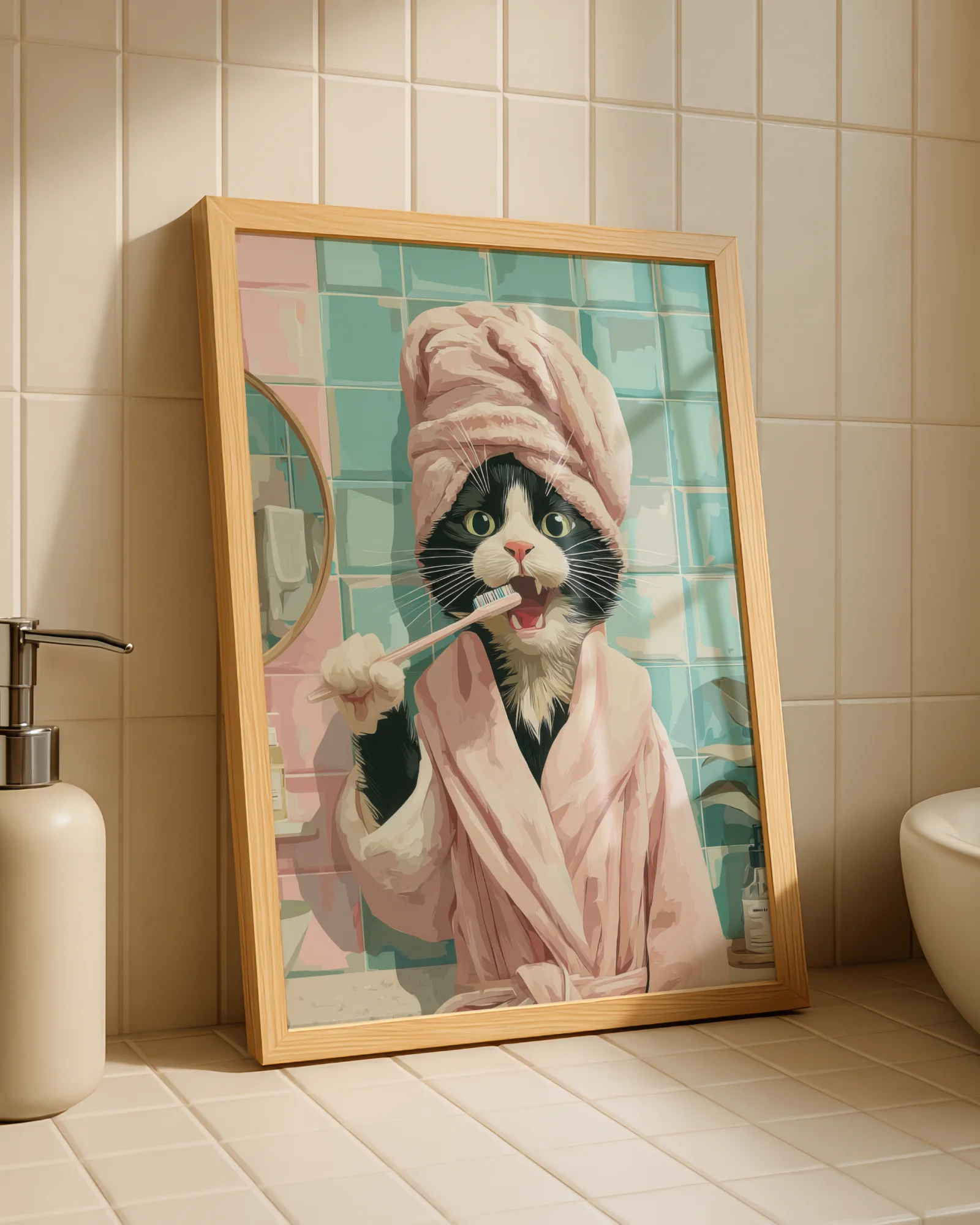 Tuxedo Cat Brushing Teeth