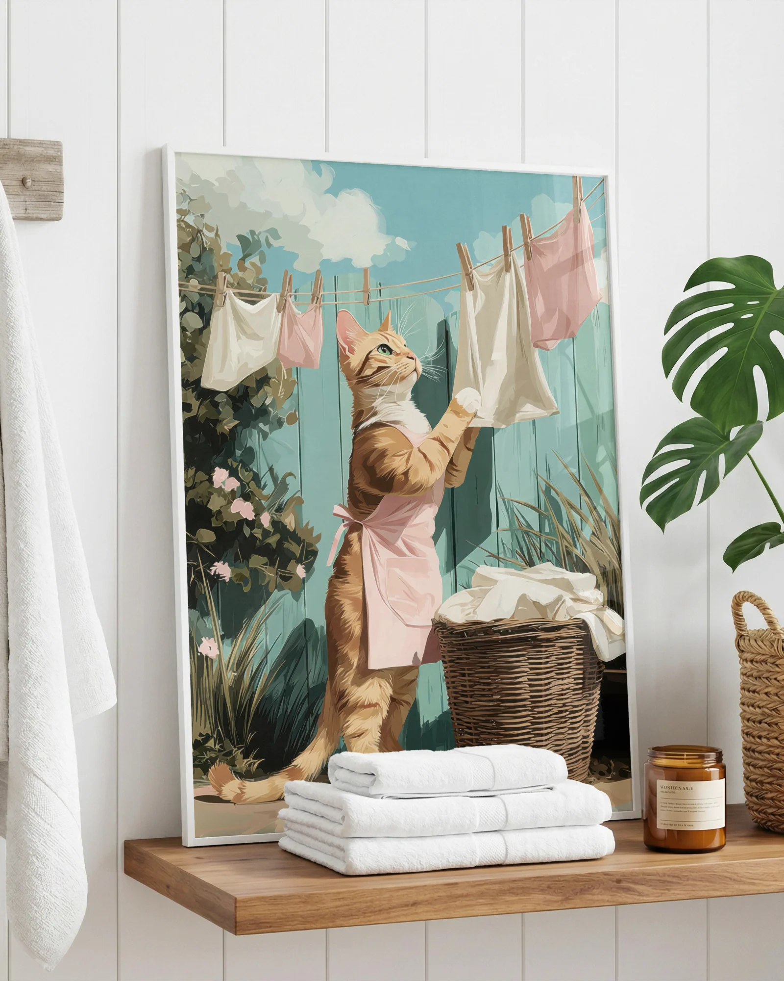 Orange Tabby Cat Hanging Laundry Printable Cat Poster
