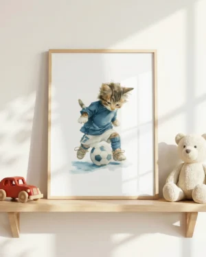 Soccer Tabby Kitten Nursery Printable Cat Poster