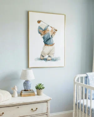 Golf Tabby Kitten Nursery Printable Cat Poster