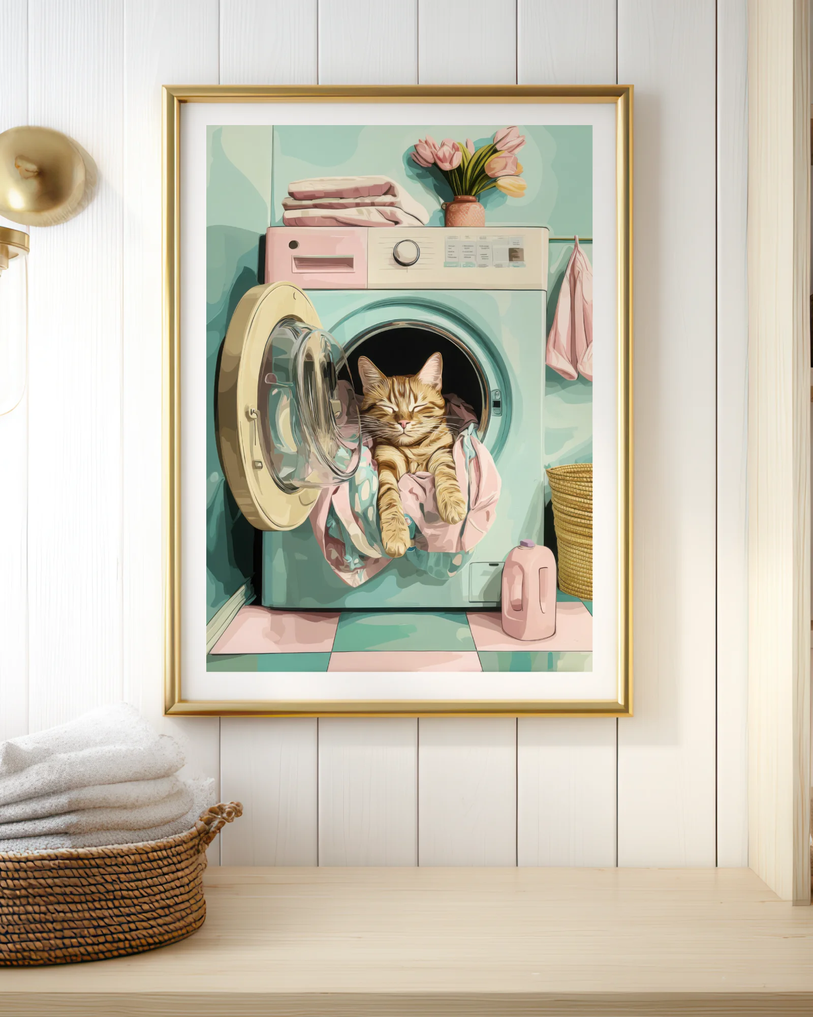 Orange Tabby Cat Laundry Room Printable Cat Poster - Image 7