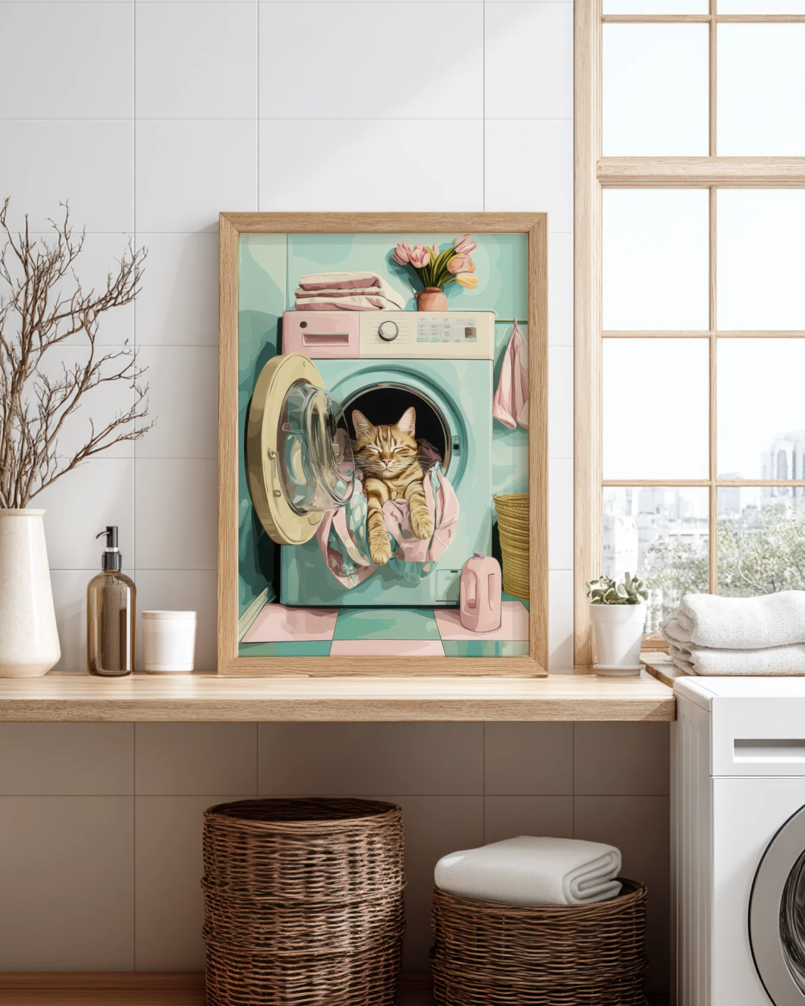 Orange Tabby Cat Laundry Room Printable Cat Poster