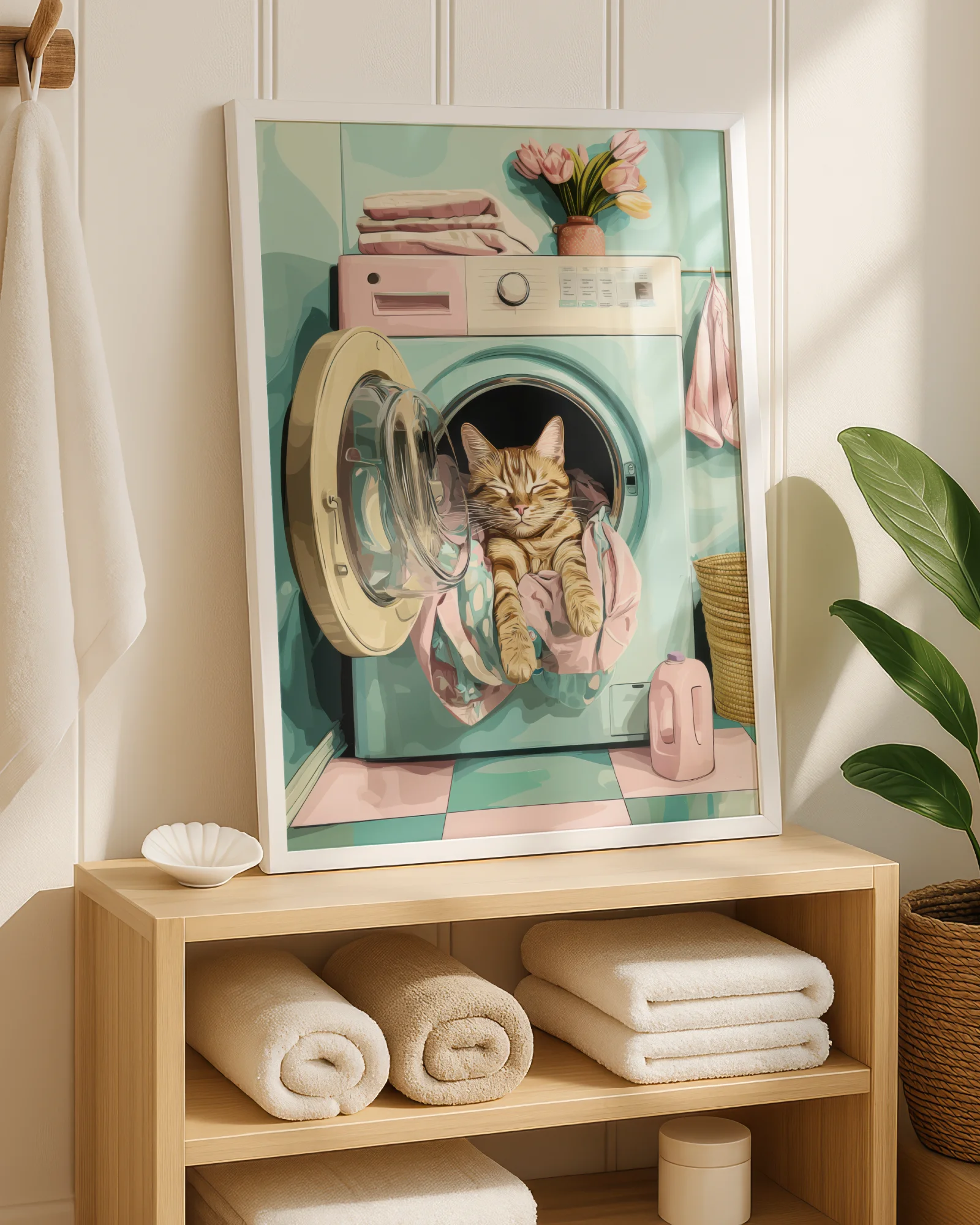Orange Tabby Cat Laundry Room Printable Cat Poster