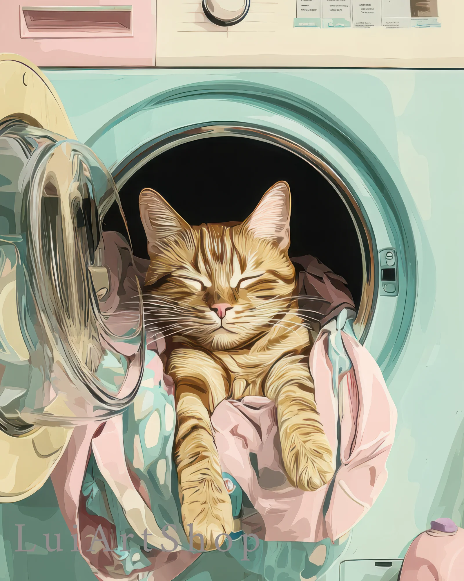 Orange Tabby Cat Laundry Room Printable Cat Poster